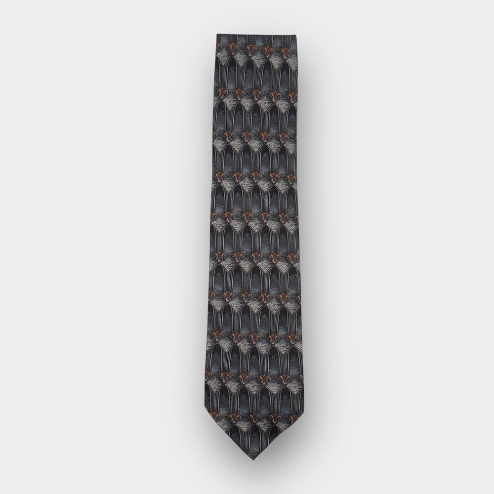 Kolte Men’s Tie 3.75 x 60 Gray Abstract Geometric Silk Handmade Italy